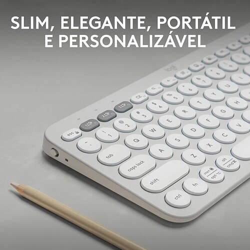 Teclado sem fio Logitech Pebble Keys 2 K380s com Conexão Bluetooth Easy-Switch e Pilha Inclusa - Compatível com PC Mac
