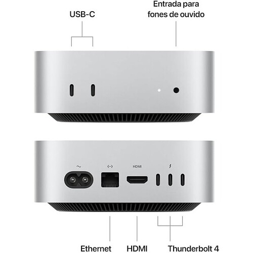Mac mini 2024 Com chip M4 chip da  com CPU de 10 núcleos e GPU de 10 núcleos 16GB Memória unificada 256