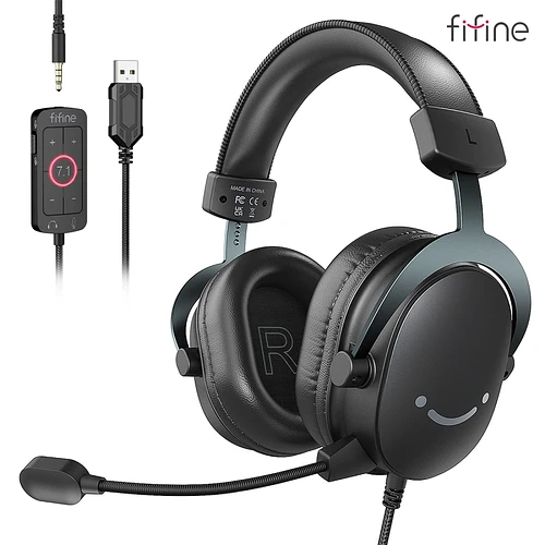 FIFINE H9 3.5mm jack & USB Headset com 7.1 Surround para PC PS4 PS5 Xbox Switch Android