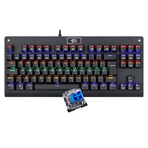 Teclado Mecânico Redragon Dark Avenger Preto Iluminação Rainbow Switch Marrom K568R