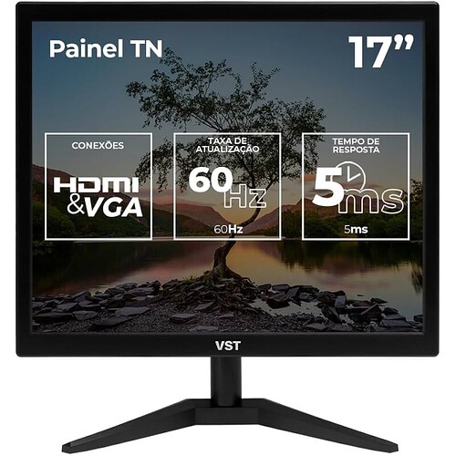 Monitor 17 Polegadas VST | 60Hz | HD | 5ms | HDMI/VGA | VST-VST17-BL01