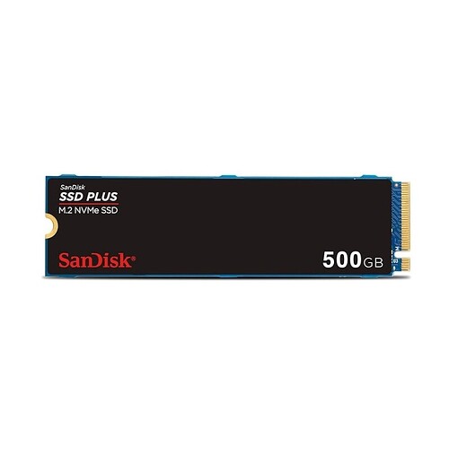 SSD Sandisk Plus - 500GB NVMe M.2 2280 Leitura até 2400MB/s Gravação até 1500MB/s