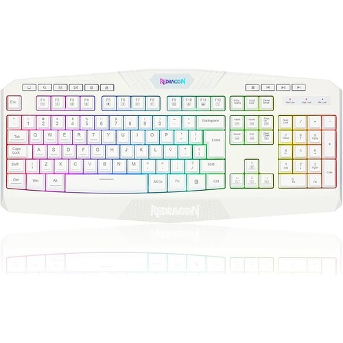 Teclado Gamer Membrana Redragon Harpe 2 Branco (ABNT2;)