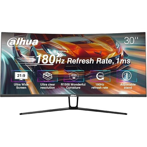 Monitor Gamer Ultrawide Dahua 30'' WFHD 200Hz 1MS DCR Inteligente Adaptive-Sync HDMI DP VA Preto - DHI-LM30-E330CA