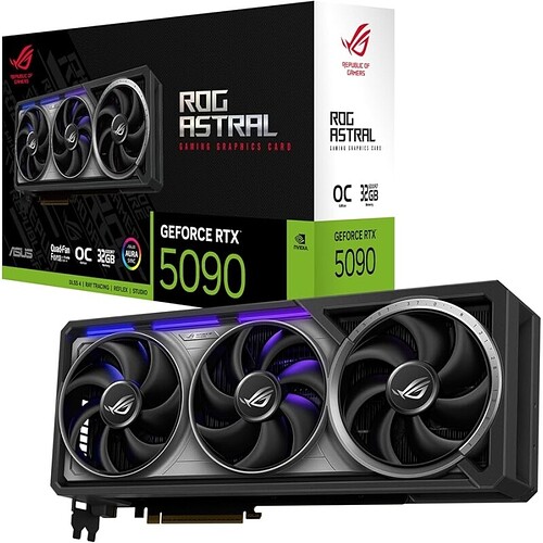 ASUS Placa gráfica ROG Astral GeForce RTX 5090 OC Edition para jogos (PCIe 5.0 32GB GDDR7 HDMI/DP 2.1 3.8 compar