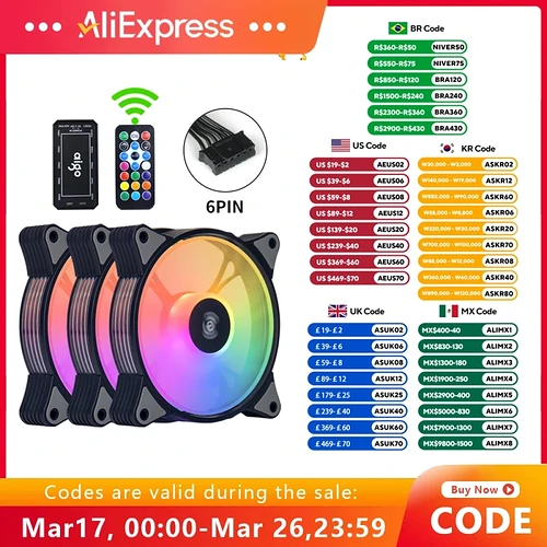 Aigo ar12 120mm pc computador caso ventilador rgb dissipador de calor aura sincronização sata porta 12cm