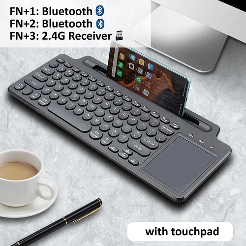 Teclado sem fio bluetooth teclado mouse slot para cartão teclado numérico para android ios desktop portátil pc gamer