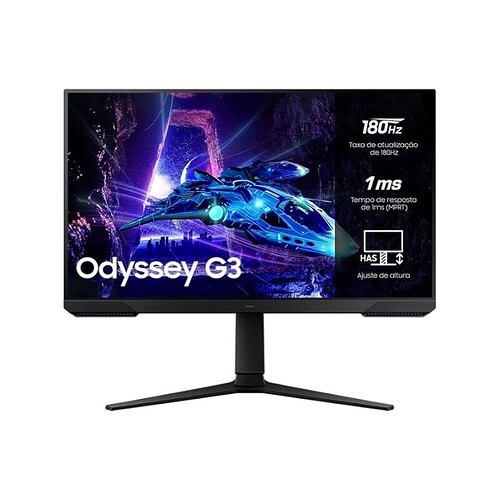Monitor Gamer Samsung Odyssey G3" 27" 180Hz 1msAjuste de AlturaFreesyncDPHDMIFHD preto