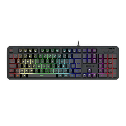 Teclado Membrana Gamer Redragon Netherbane Iluminação Rainbow Preto ABNT2 K521-R PT