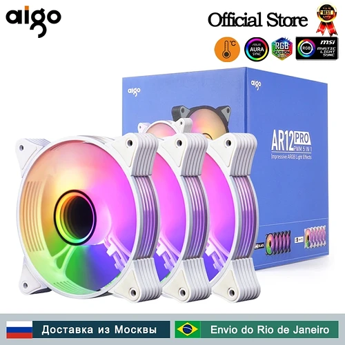 Ventoinha Aigo AR12pro branco 120mm RGB