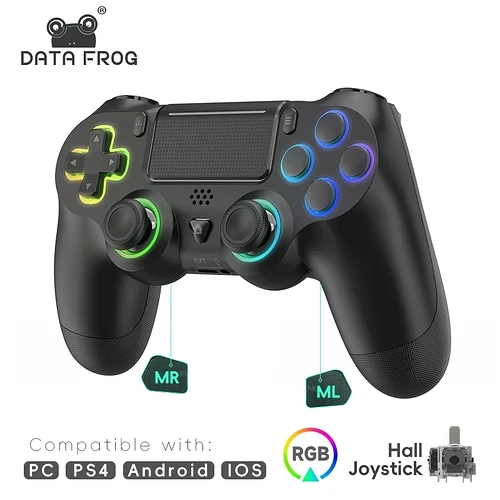 Controle de jogo sem fio Bluetooth DATA FROG P03 para PS4 Elite PC e iOS/Android Joystick de dupla vibra