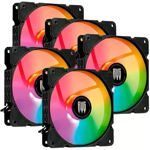 Kit 5 Cooler Fan 120mm Rgb Pc Gamer Air Master Ventoinha 12v 38 CFM 1500rpm Vida Útil 30.000 horas Rolamento Hidráulic