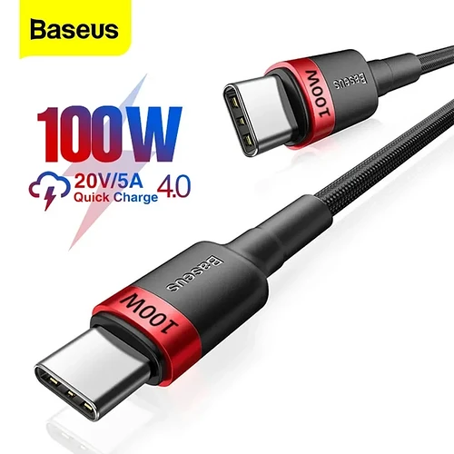 Baseus-Cabo USB C para USB Tipo C Carregamento Rápido PD Cabo do carregador 5A USB-C USBC Cabo para MacBook Samsu