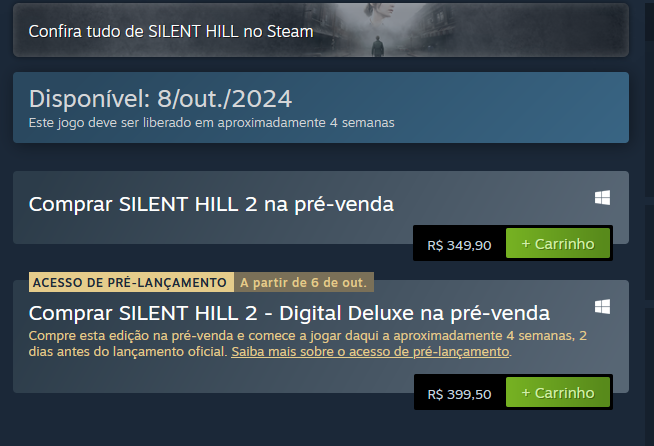 Silent Hill 2 é um dos jogos mais caros da Steam