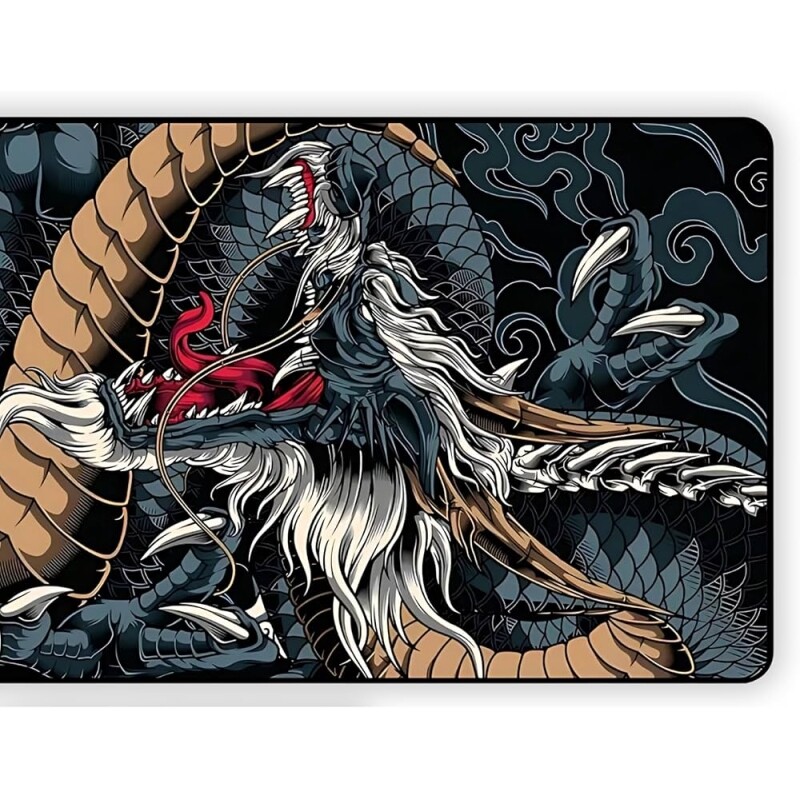 Mouse Pad Gamer Extra Grande 70x35 cm Dragão Azul com Borda Costurada Speed e Performance Premium
