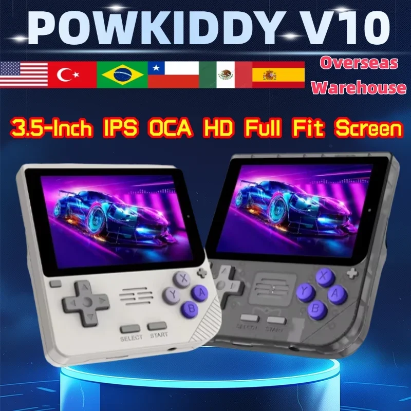 Powkiddy v10 console de jogos portátil 3.5 tela cheia retro