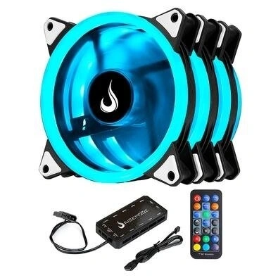 Kit Com 3 Ventoinhas Rise Mode Smart 120mm RGB Preto - RM-FN-02-RGB