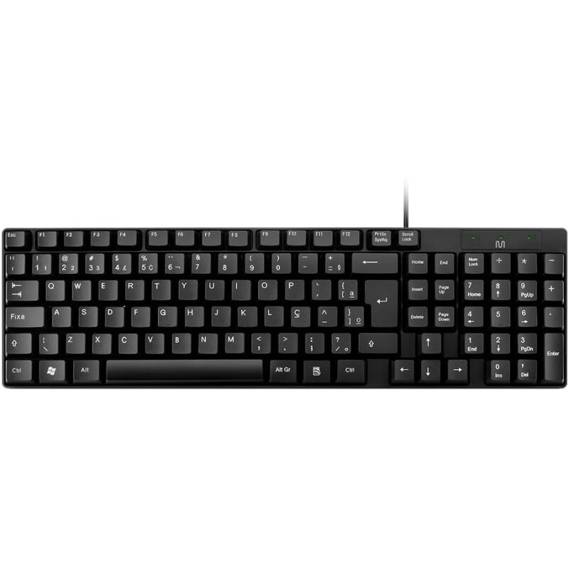 Teclado Com Fio Compacto Conexão USB Cabo de 120cm Resistente Água Preto - TC193