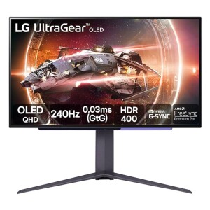 Monitor Gamer LG UltraGear OLED – Tela OLED 27” QHD HDR400 True black 1.5M:1 240Hz 003ms (GtG) NVIDIA® G-SYNC® AMD FreeSync™ Premium Pro –