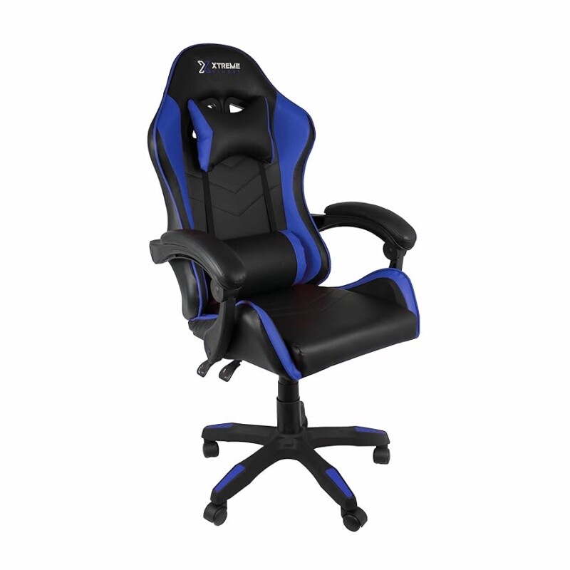 Cadeira Xtreme Gamers Cinesis Giratória Reclinável Altura Ajustável Preta e Azul