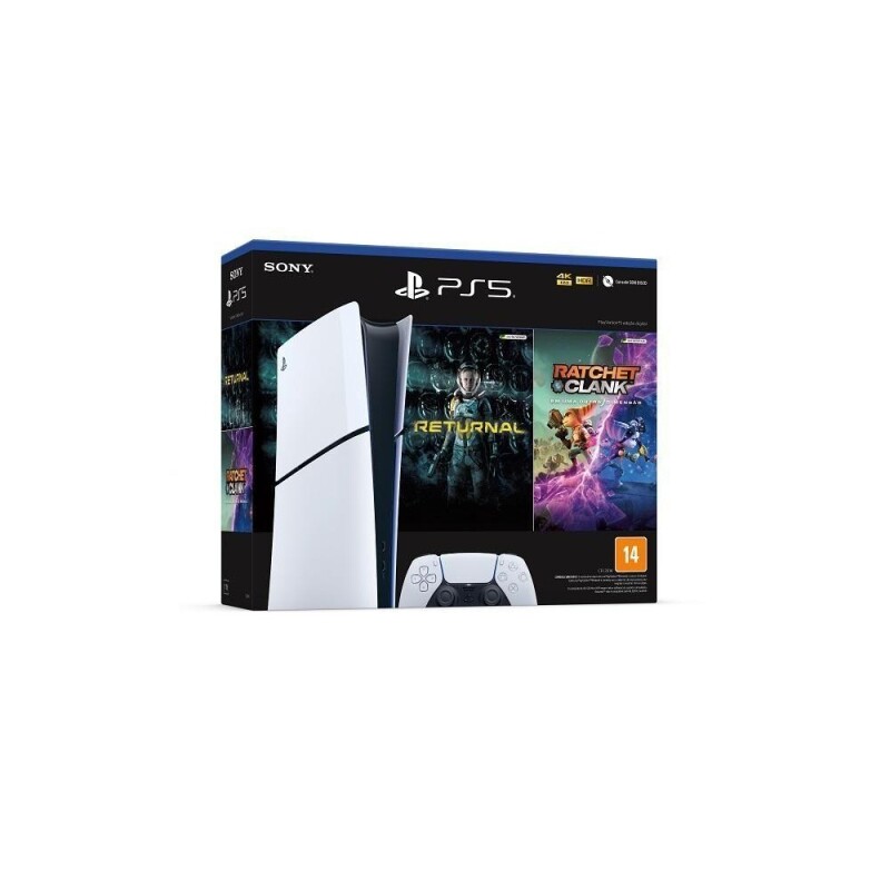 PS5 Playstation 5 Sony Slim SSD 1TB Controle Sem Fio DualSense Branco + Jogos Returnal e Ratchet & Clank
