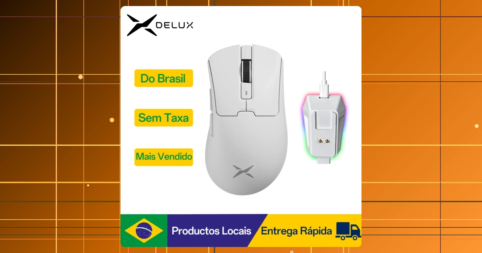 Mouse para jogos sem fio Delux M900PRO com taxa de pesquisa de 8K PAW3395 RGB Doca de carregamento Design ergonômico 63