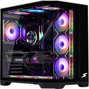 Gabinete Gamer SuperFrame Cristal Mid Tower Vidro Temperado ATX Com 4 Fans ARGB Preto SF-CS-CTMAB4F