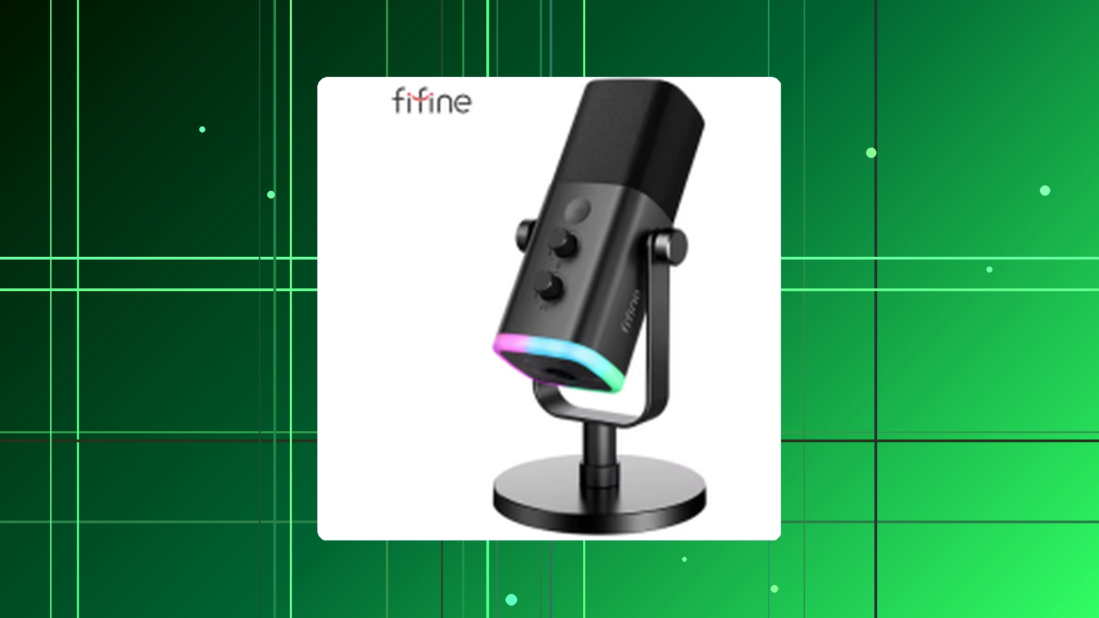 Microfone Dinâmico Fifine LED RGB USB - AM8W em promoção