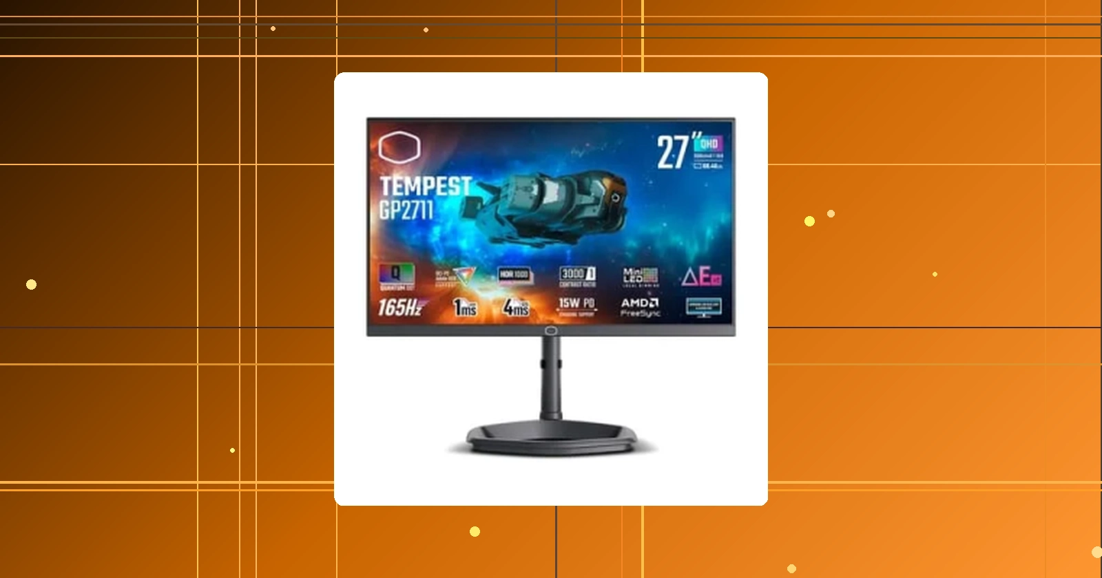 Monitor Gamer Cooler Master 27" QHD 165Hz 1ms VA DisplayPort e HDMI HDR1000 FreeSync Ajuste de Altura Som Integrado - GP2711