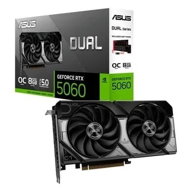 Placa de Vídeo ASUS DUAL RTX 5060 O8G NVIDIA GeForce 8GB GDDR7 2565MHz 128 bits OpenGL 4.6 DLSS 4 Ray Tracing - DUAL-RT