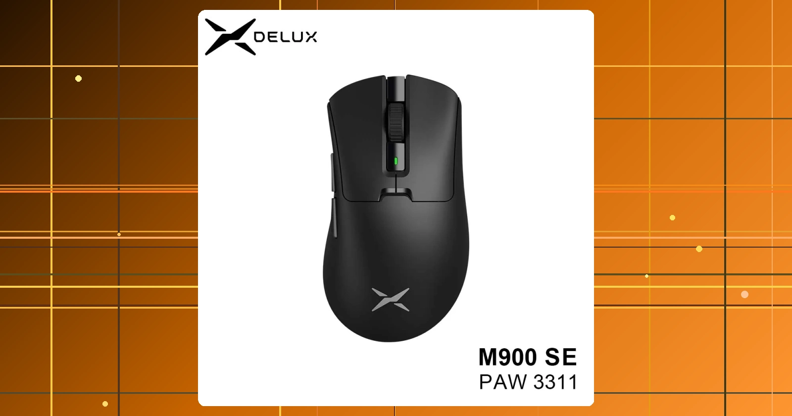 Delux M900 SE Mouse Gamer Sem Fio Ergonômico PAW3311 12000DPI Leve 63g para Mãos Grandes Direitas PC e Notebook