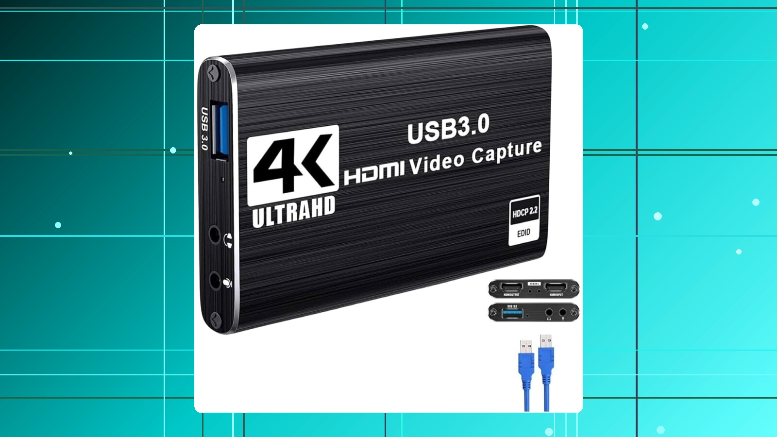 Placa de Captura HDMI 4K USB 3.0 Captura de Vídeo e Áudio para Streaming Compatível com WindowsLinuxMacOS Entrada H em promoção