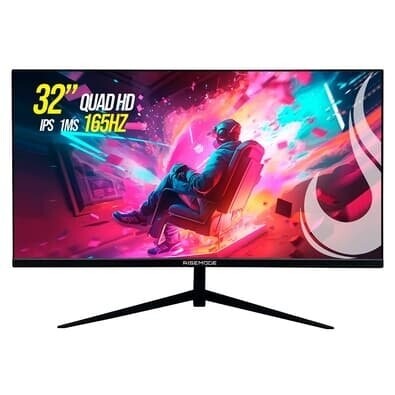 Monitor Gamer Rise Mode 32" 2K 165hz 1ms IPS Preto HDMI e DisplayPort sRGB 99% Suporte Vesa - RM-MOG-32F1652K-B
