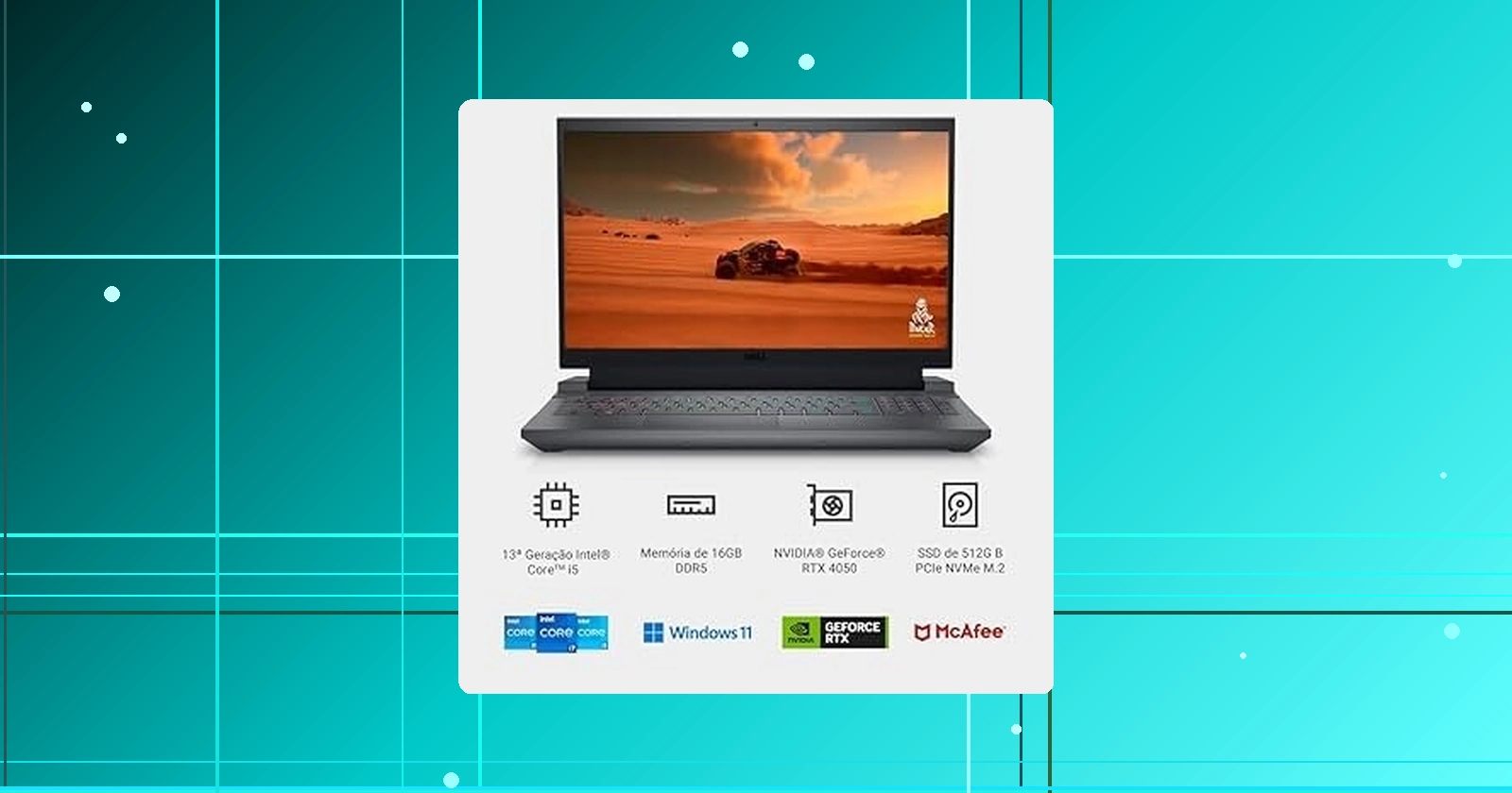 Notebook Gamer Dell G15-i1300-A45P 15.6" FHD 13ª Geração Intel Core i5 16GB 512GB SSD NVIDIA RTX 4050 Windows 11