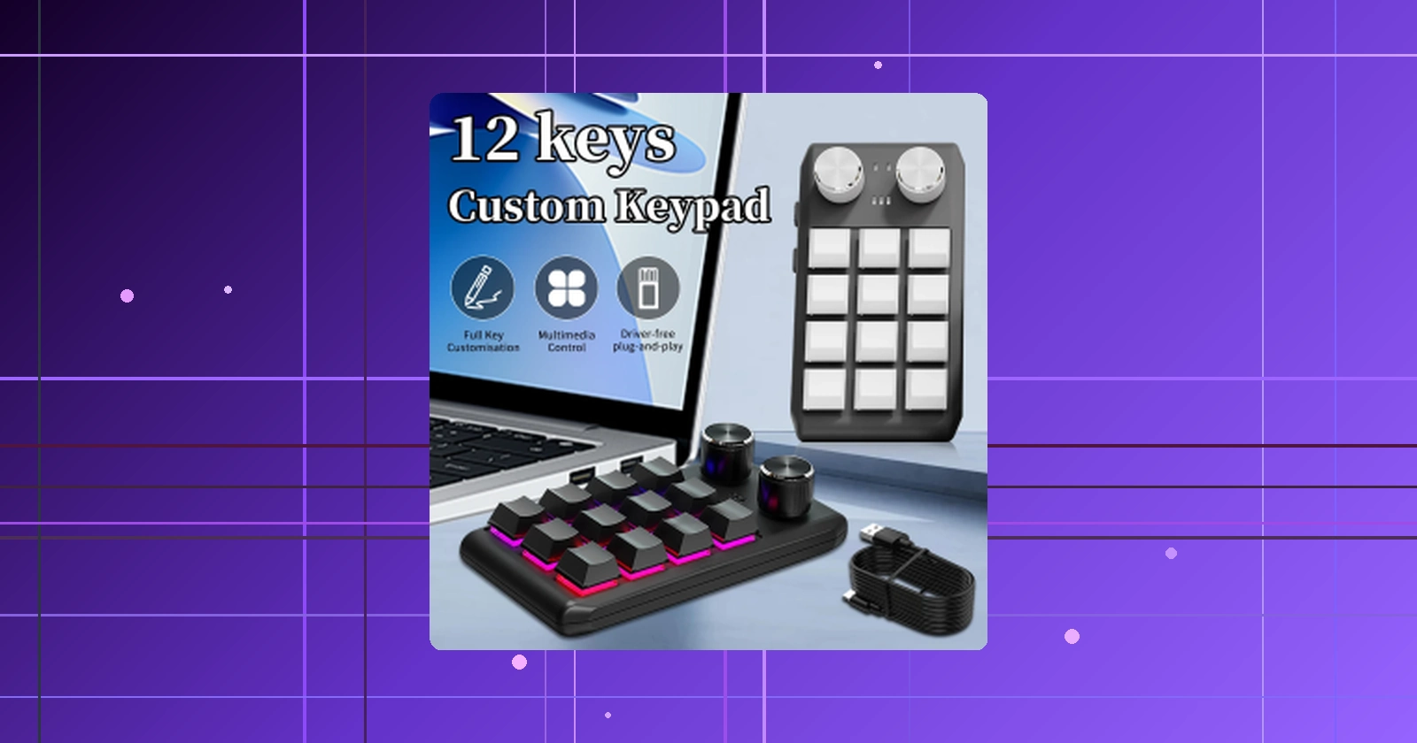 Mini teclado de programação personalizado, 12 teclas, 2 botões, programação rgb, macro, teclado para jogos, tri-mode, troca quente, teclado mecânico em promoção