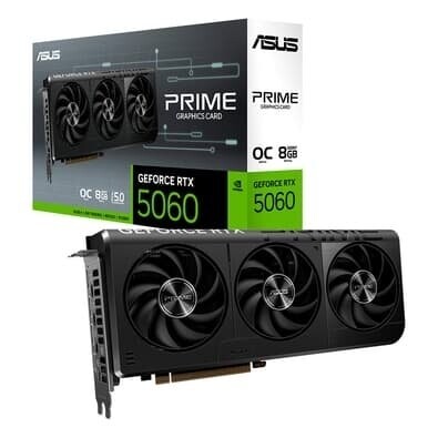 Placa de Vídeo ASUS PRIME RTX 5060 O8G NVIDIA GeForce 8GB GDDR7 2595MHz 128 bits DLSS 4 Triple Fan Ray Tracing - PRIME